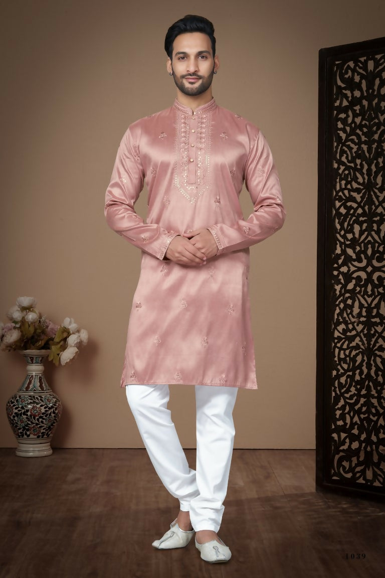 Functional Designer Men's Pech Heavy Super Silk Kurta With Pant - Rudra