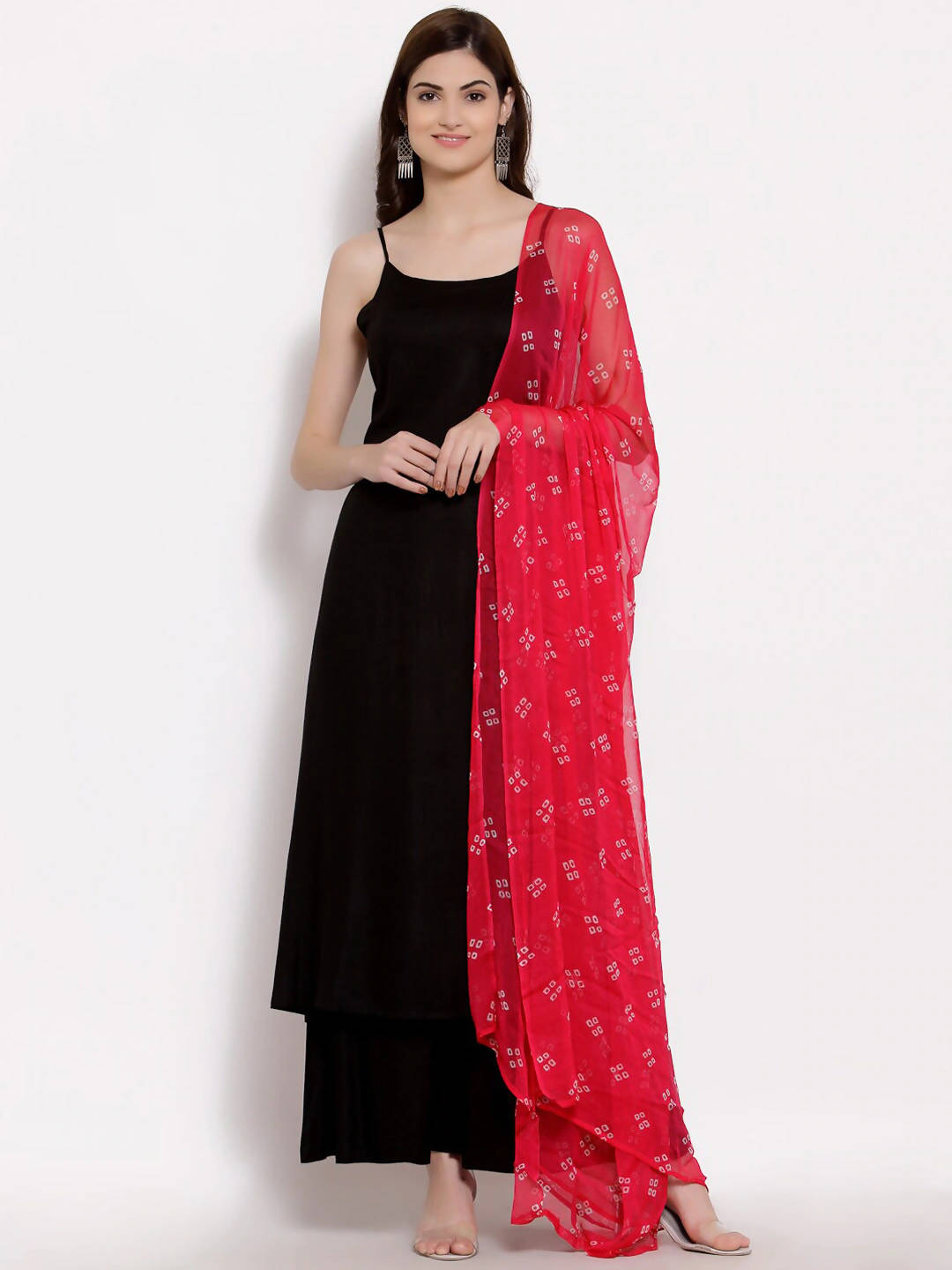 Myshka Women Black Regular Pure Cotton Kurta With Palazzos & Dupatta