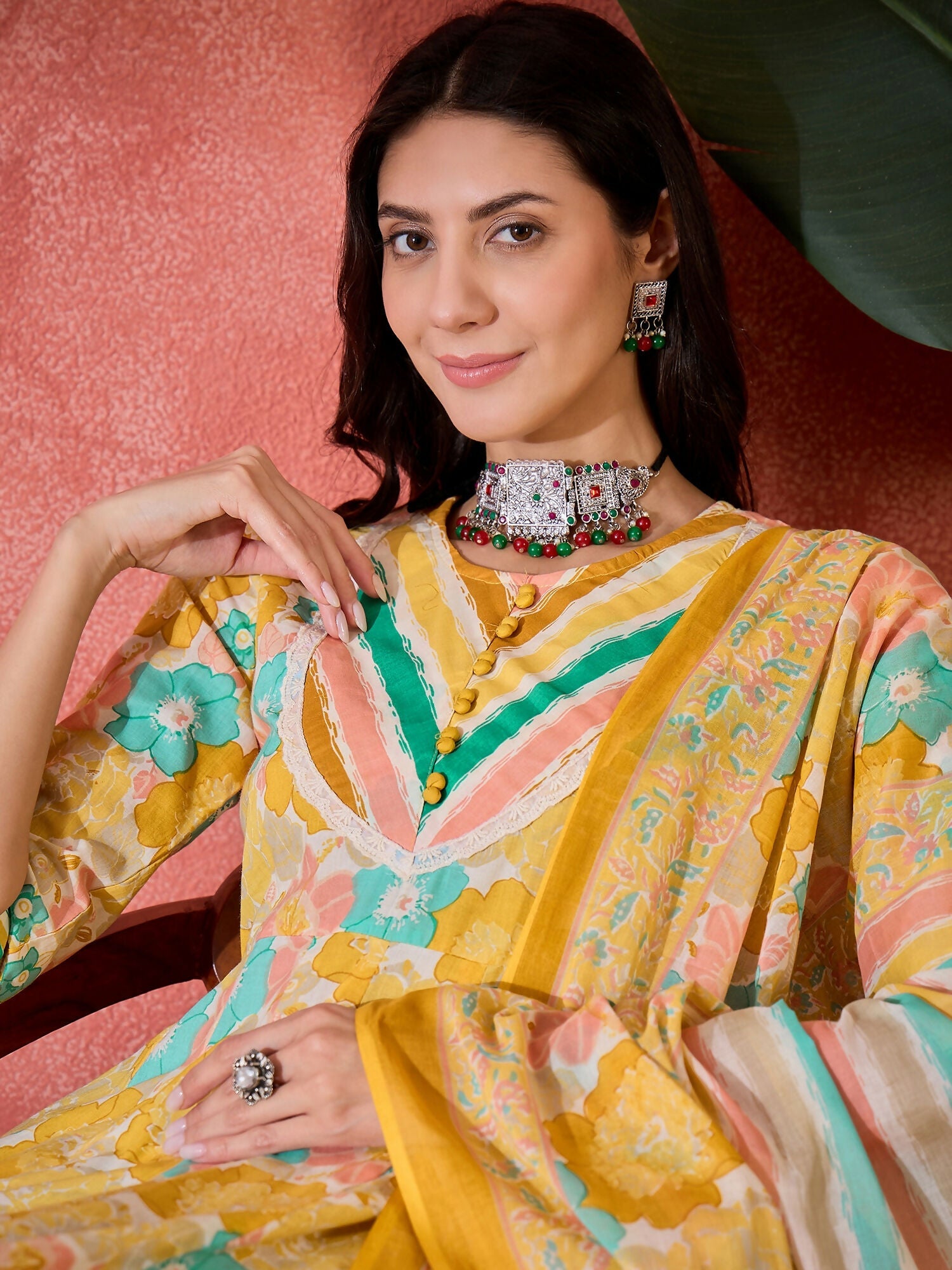 Joban Fashion Printed Mustard Pure Cotton Kurta Set