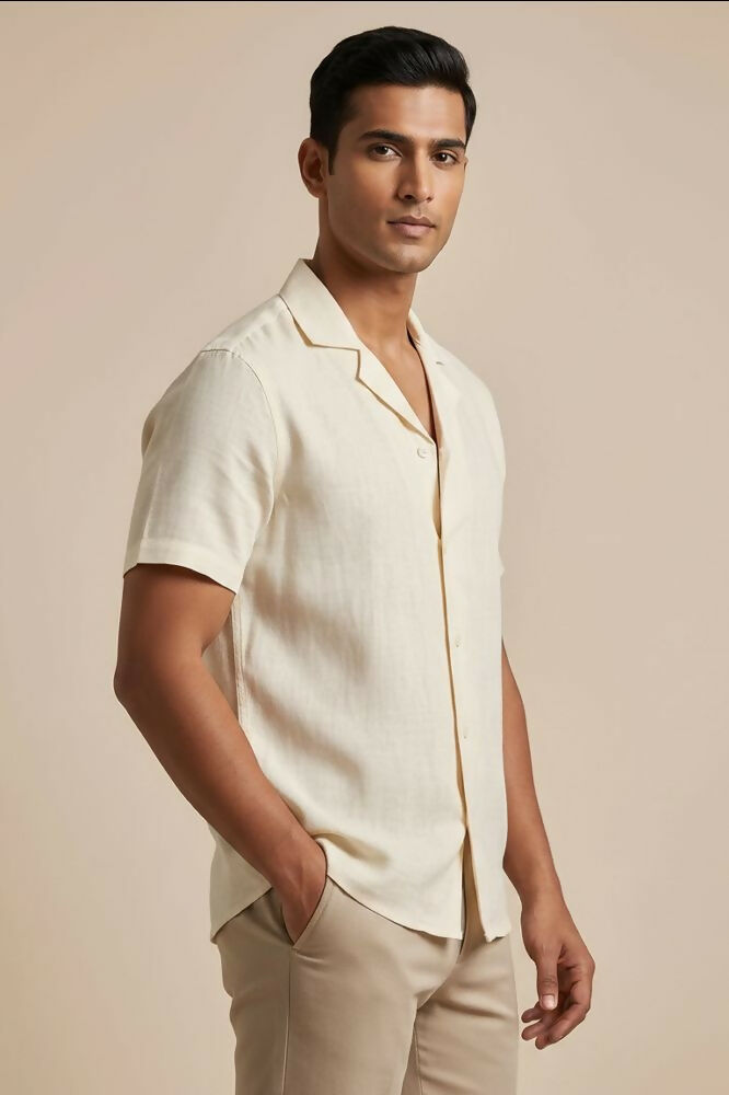 Sera — Cream Linen Shirt by Hilo Design