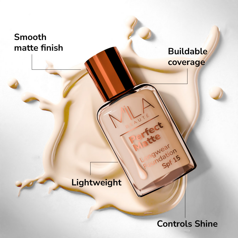 Mila Beaute Perfect Matte Longwear Foundation with SPF 15 & Oil Control Formula - Blush 