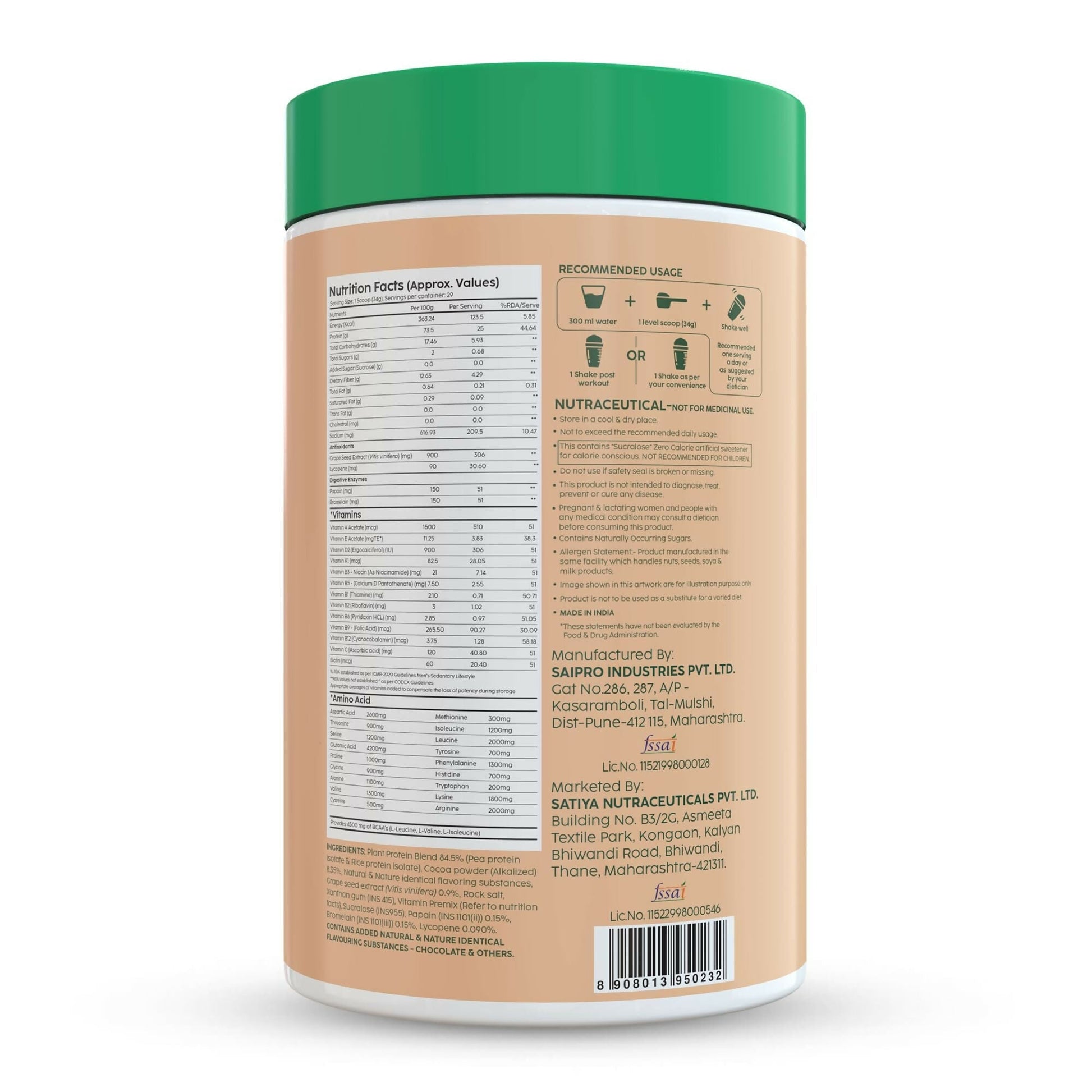 PLIX The Plant Fix Strength Vegan Plant Protein Powder - Chocolate 