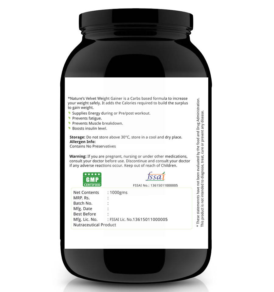 Nature's Velvet Weight Gainer - Chocolate Flavor Powder 