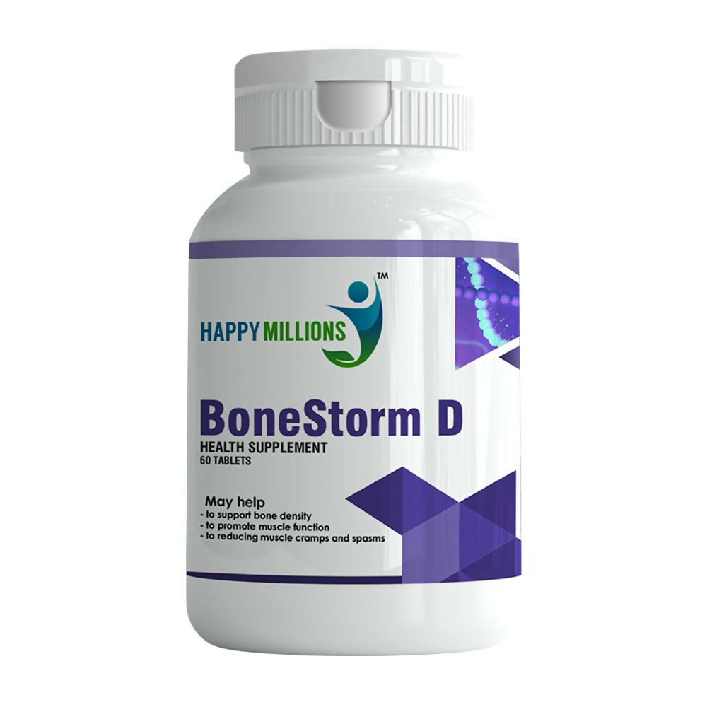 HappyMillions BoneStorm D Tablets | Calcium, Vitamin D3, Magnesium & Zinc 