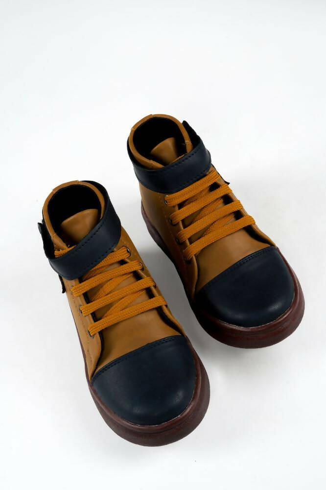 Tiny Bugs Boys Party Wear Mid Top Boots - Tan  Grab2Buy Tiny Bugs Grab2Buy