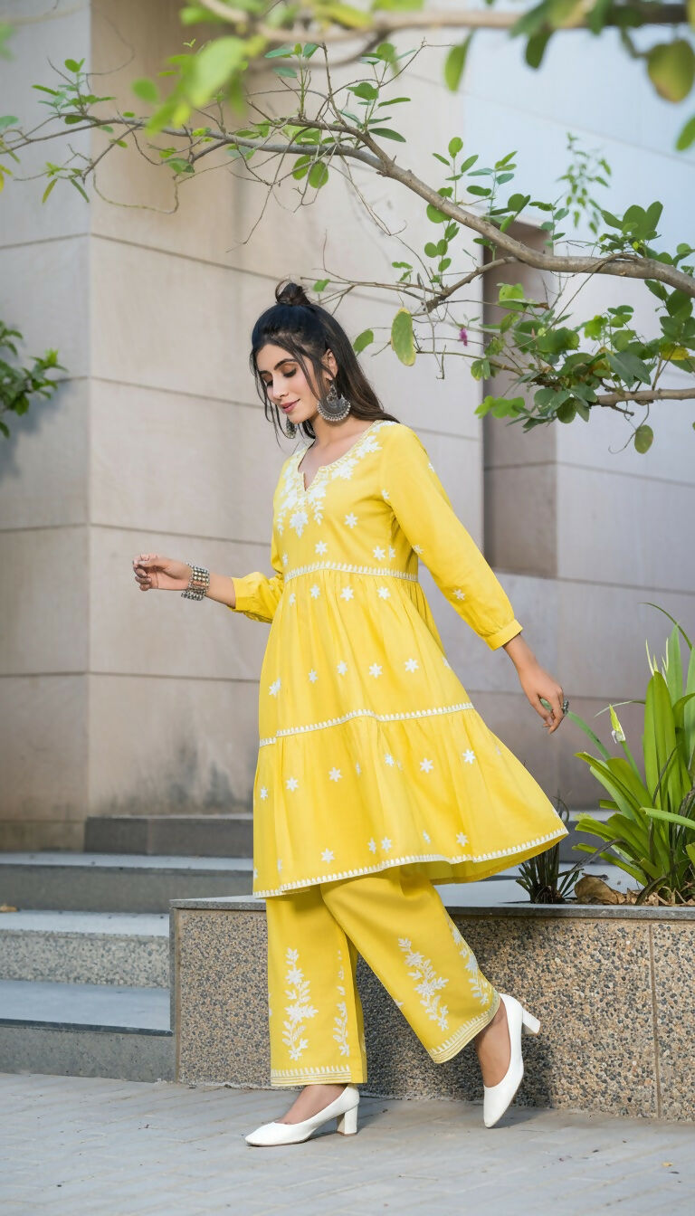 BulBul Dhawani Rayon Mustard Co-Ord Set 