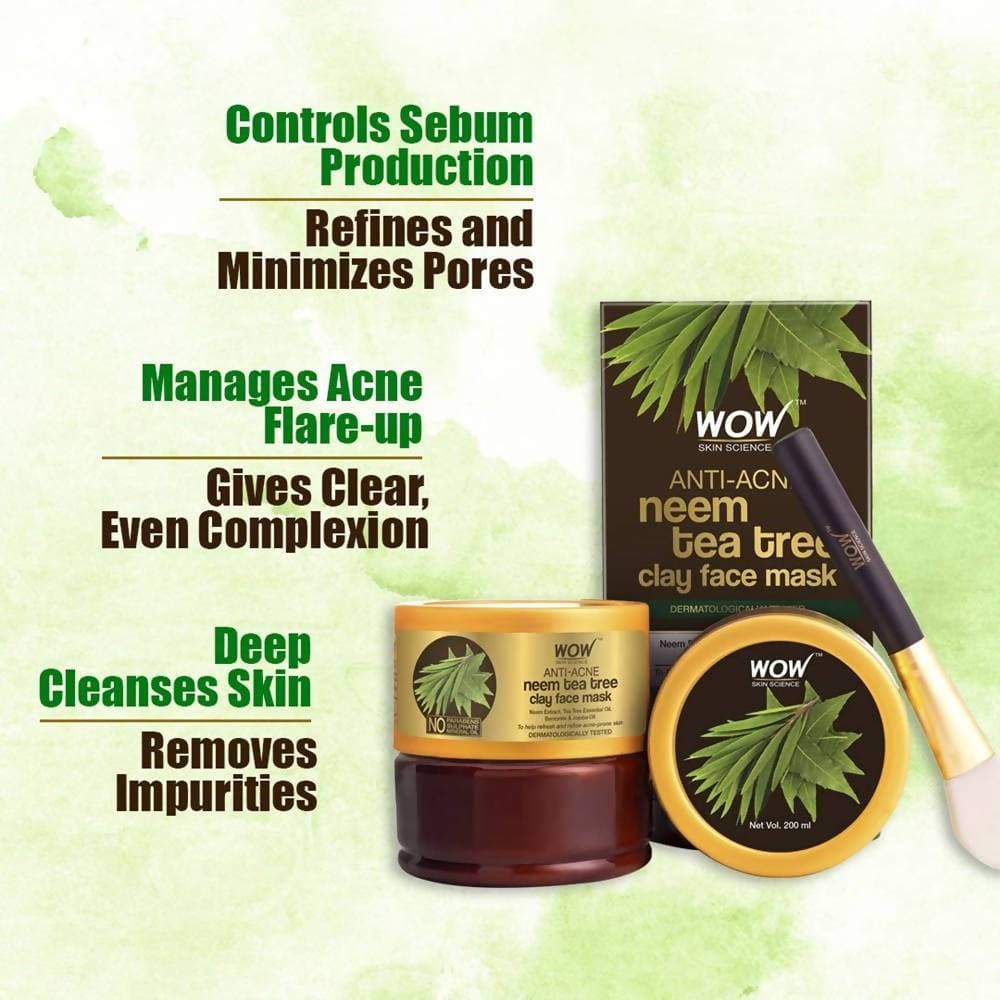 Wow Skin Science Anti-Acne Neem & Tea Tree Clay Face Mask  Grab2Buy Wow Skin Science Grab2Buy