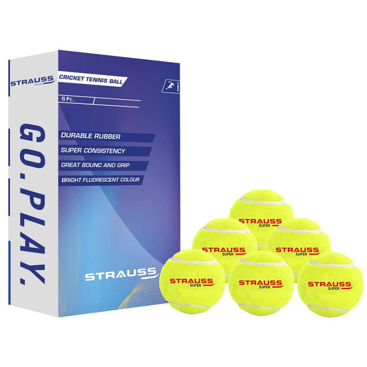 Strauss Cricket Tennis Balls - Yellow (Pack of 6) 