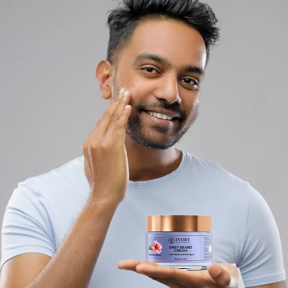 Ivory Natural Grey Beard Combo (Serum, Cream, Wash & Gel) Restore Your Silver Beard To Natural Color | Swadesiicart