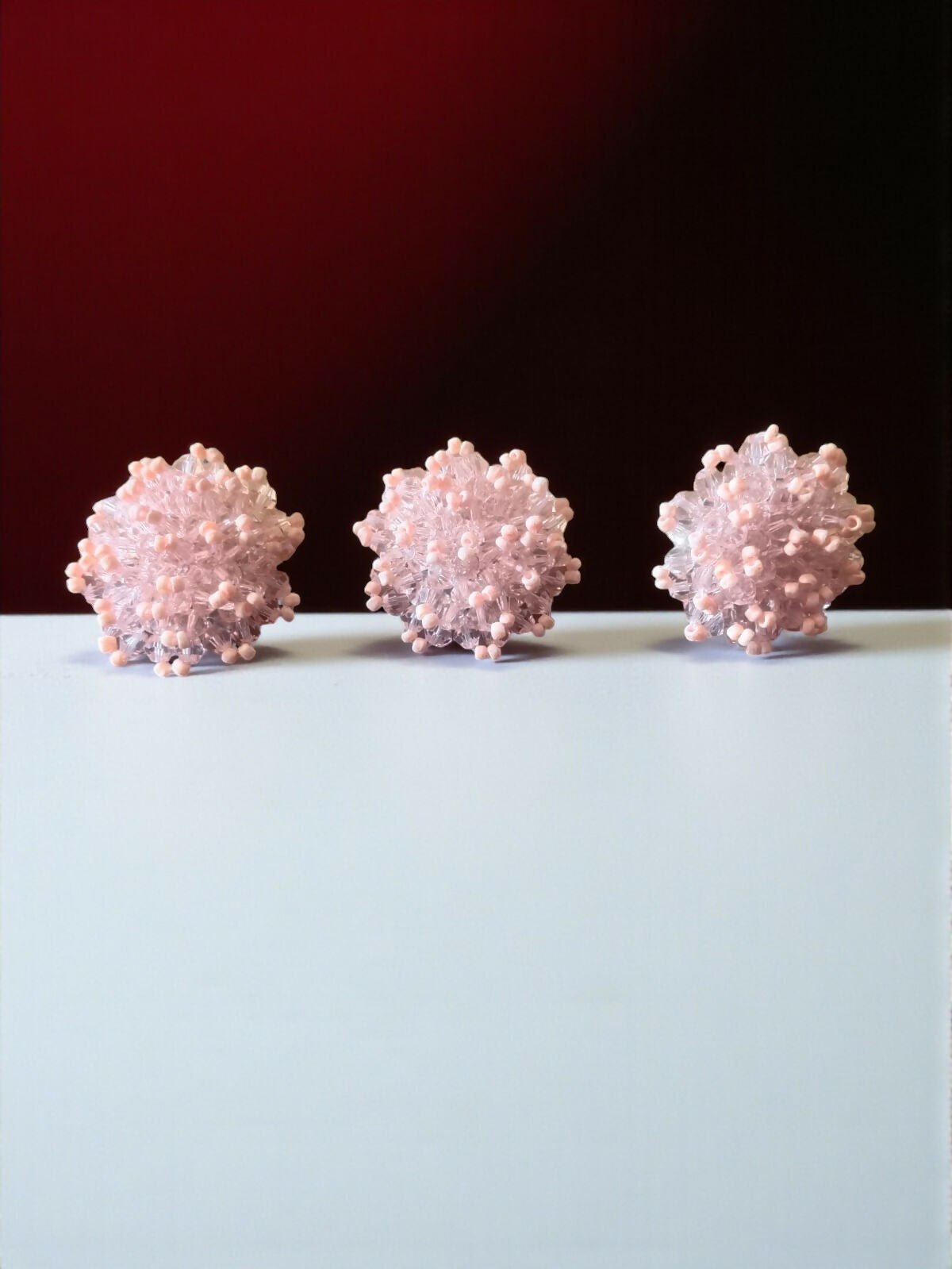 Inhanns Rangmani Crystal Duo – Adjustable Ring + Statement Earrings Set - Baby Pink