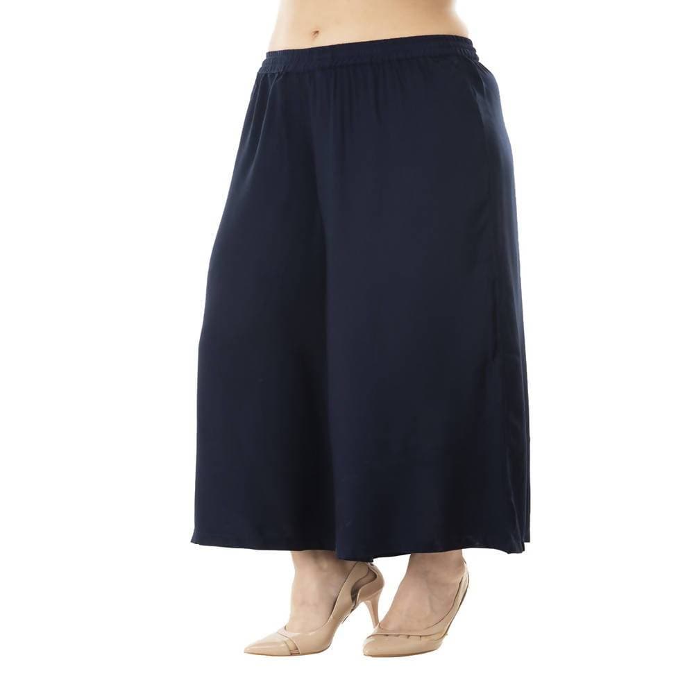 Lagi Women's Navy Blue Solid Palazzo (PLZ01B) 
