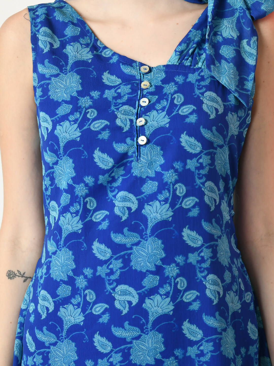 Myshka Women's Blue Fit and Flare Printed Dress