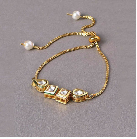 Joban Fashion Gold Polished Kundan Bracelet