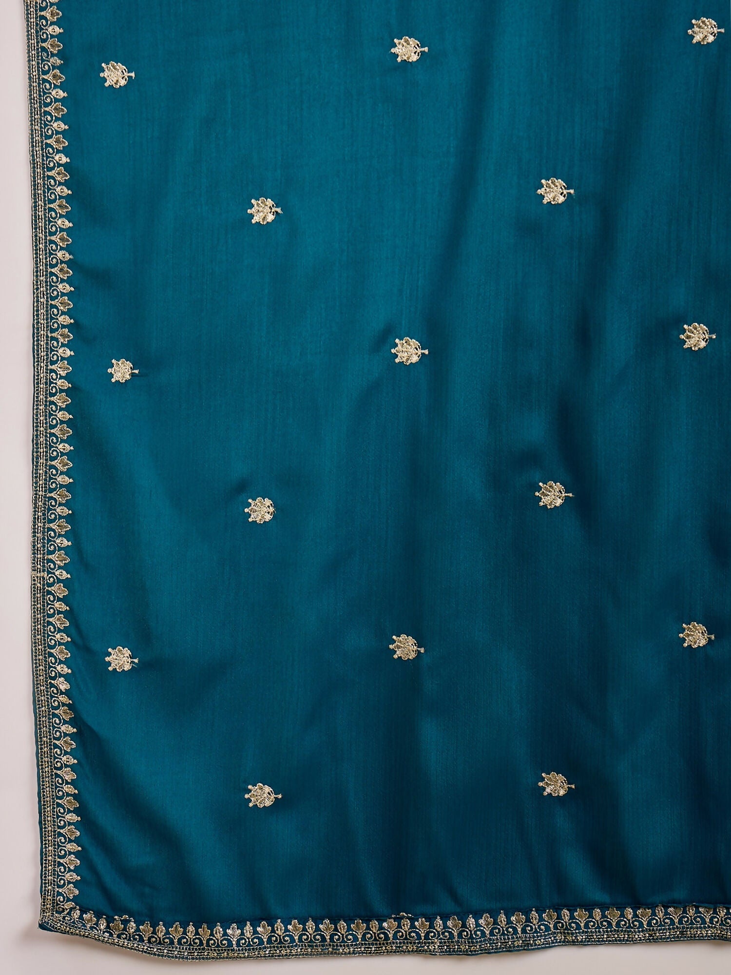 Joban Fashion Embroidery Teal Chinon Silk Kurta Set