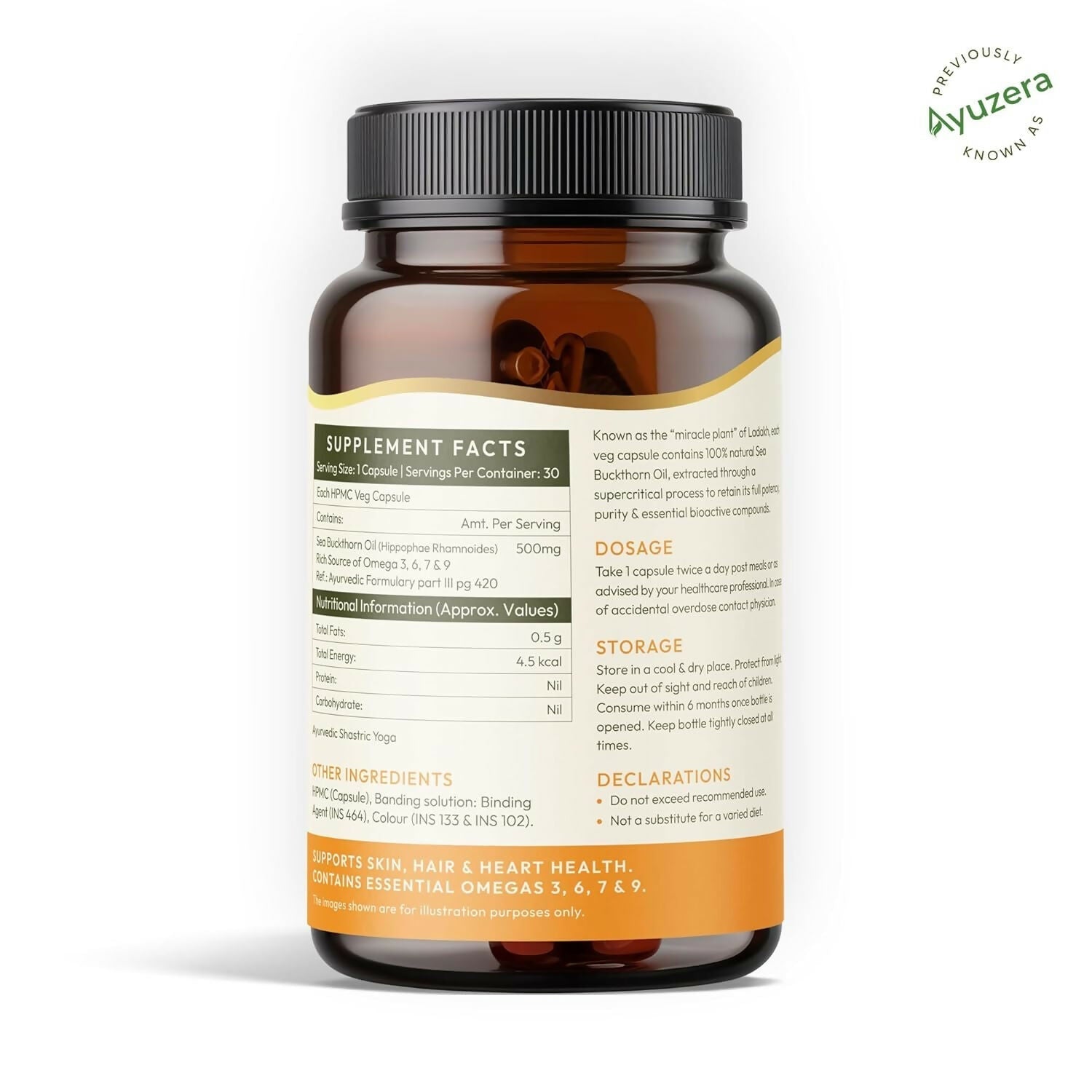 Wellwith Sea Buckthorn Berry Oil Vegan Omega 7 500mg, Softgels Capsules  Grab2Buy Wellwith Grab2Buy