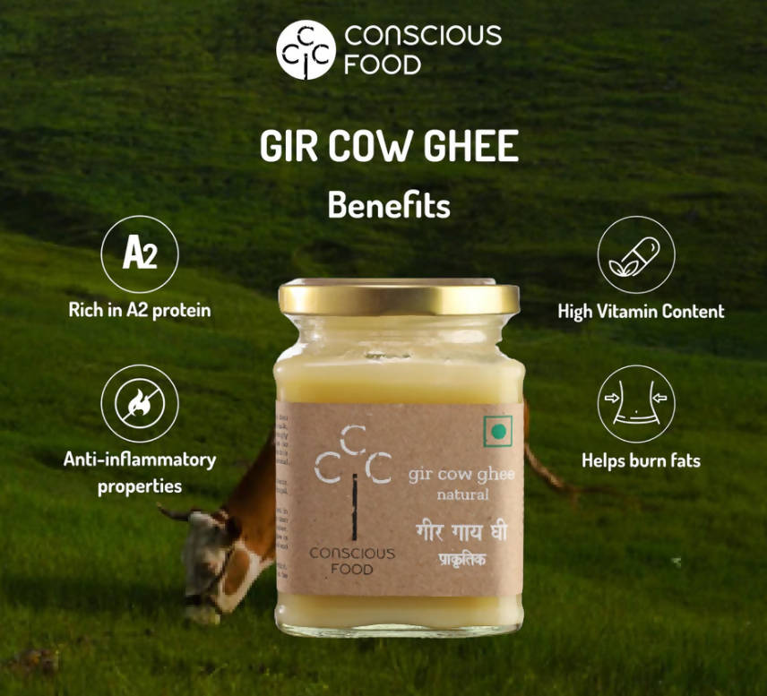 Conscious Food A2 Gir Cow Ghee (Bilona Preparation) | 100% Gir Cow Ghee | Homemade & Organic Ghee 
