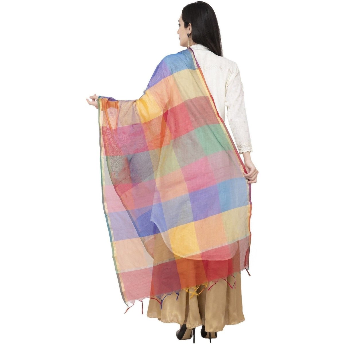 A R Silk Chanderi Multi Box Multi Box Multi Color Dupatta or Chunni 