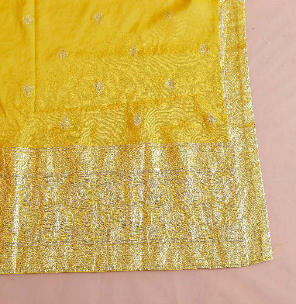 Miravan Womens Muslin Yellow Kurta And Palazzo With Dupatta Set