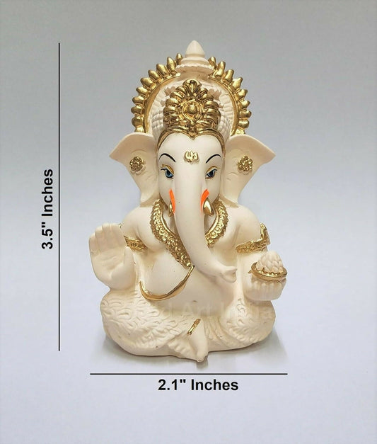 Gold Art India Peach Ivory Finish Ganesha Idol - Grab2buy