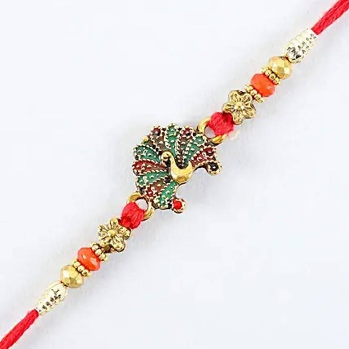 Beautiful Peacock Ethnic Rakhi & Cadbury Temptations