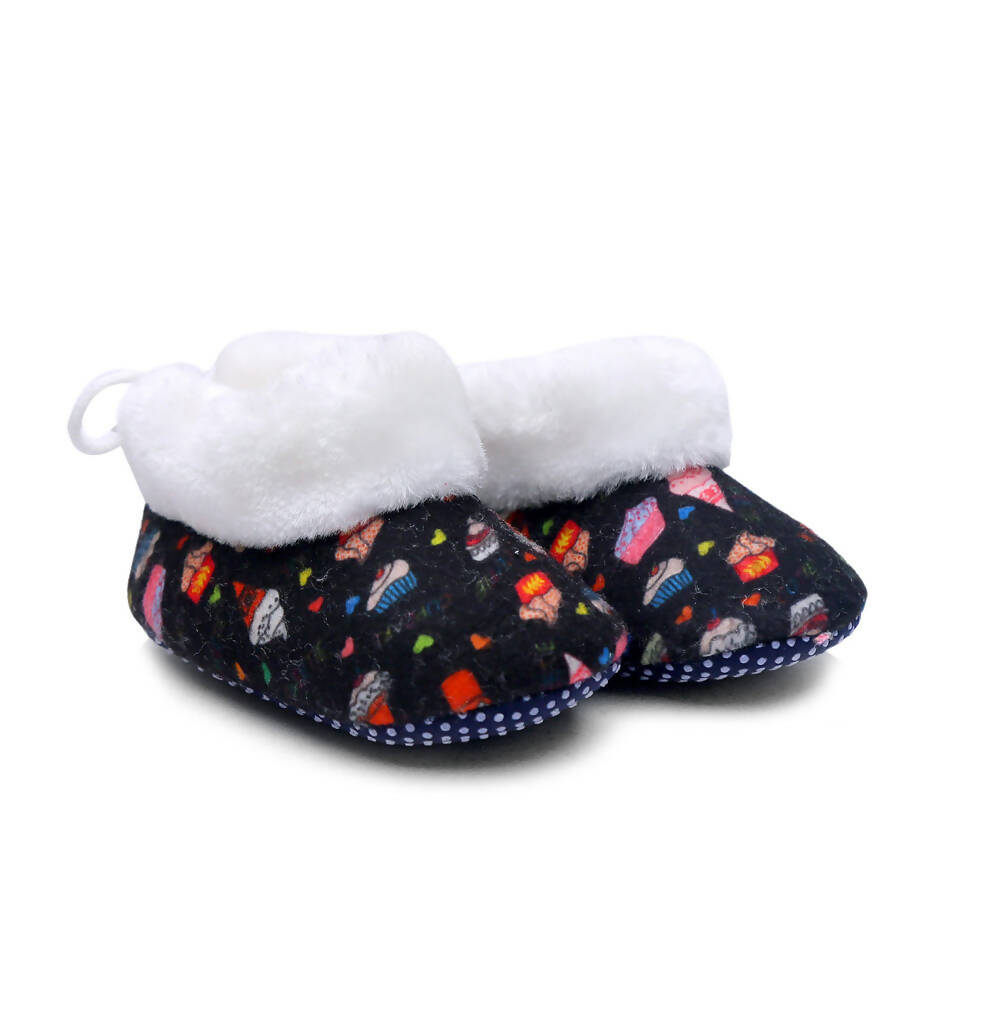 Tiny Bugs Unisex Printed Winter Booties - Black  Grab2Buy Tiny Bugs Grab2Buy