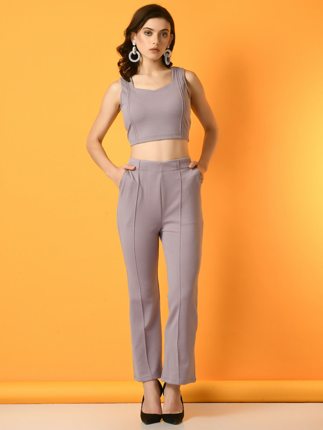 Myshka Women's Lavender Solid Party Top