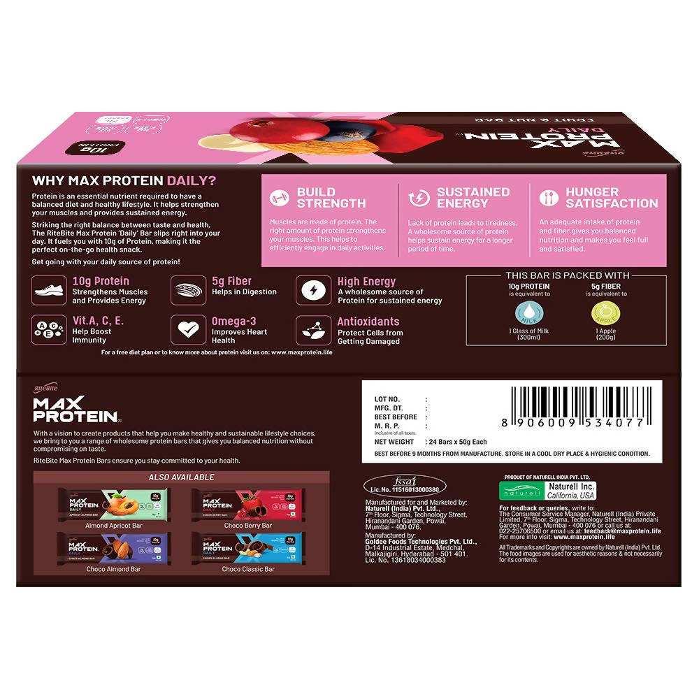 RiteBite Max Protein Daily Fruit & Nut Bar - Grab2buy