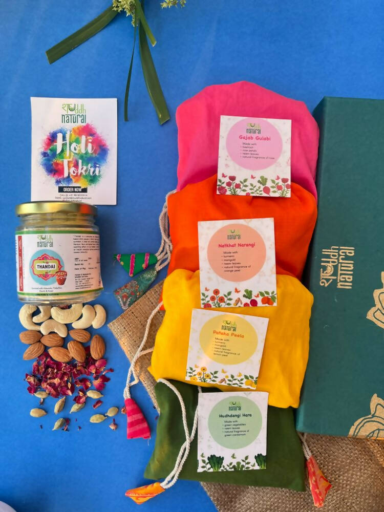 Shuddh Natural Ubtan Based Herbal Gulal | Ayurvedic Thandai Powder | Holi Gift Hamper 