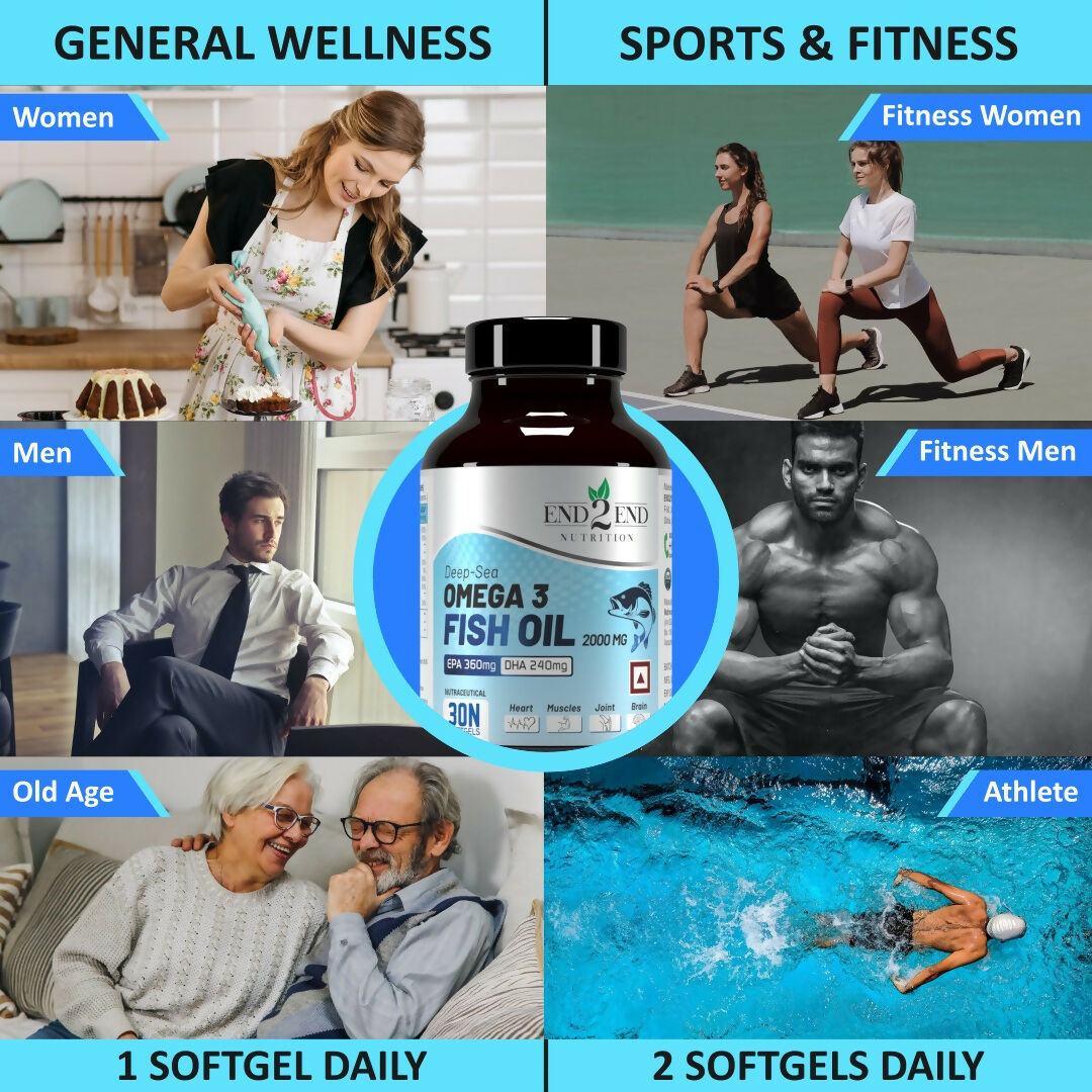 End2End Nutrition Deep Sea Omega 3 Fish Oil Capsules - Grab2buy