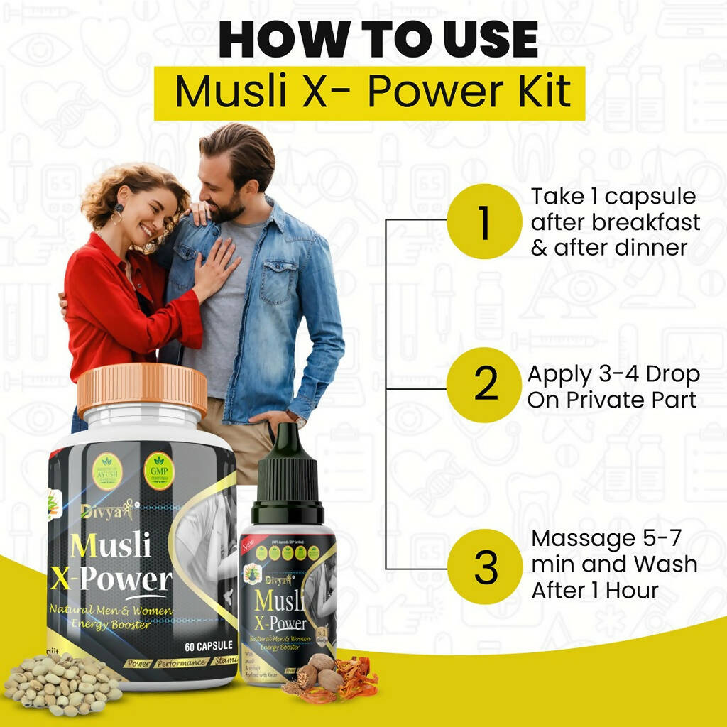 Divya Shree Musli X-Powder Capsule & Musli X-Power Oil Combo 