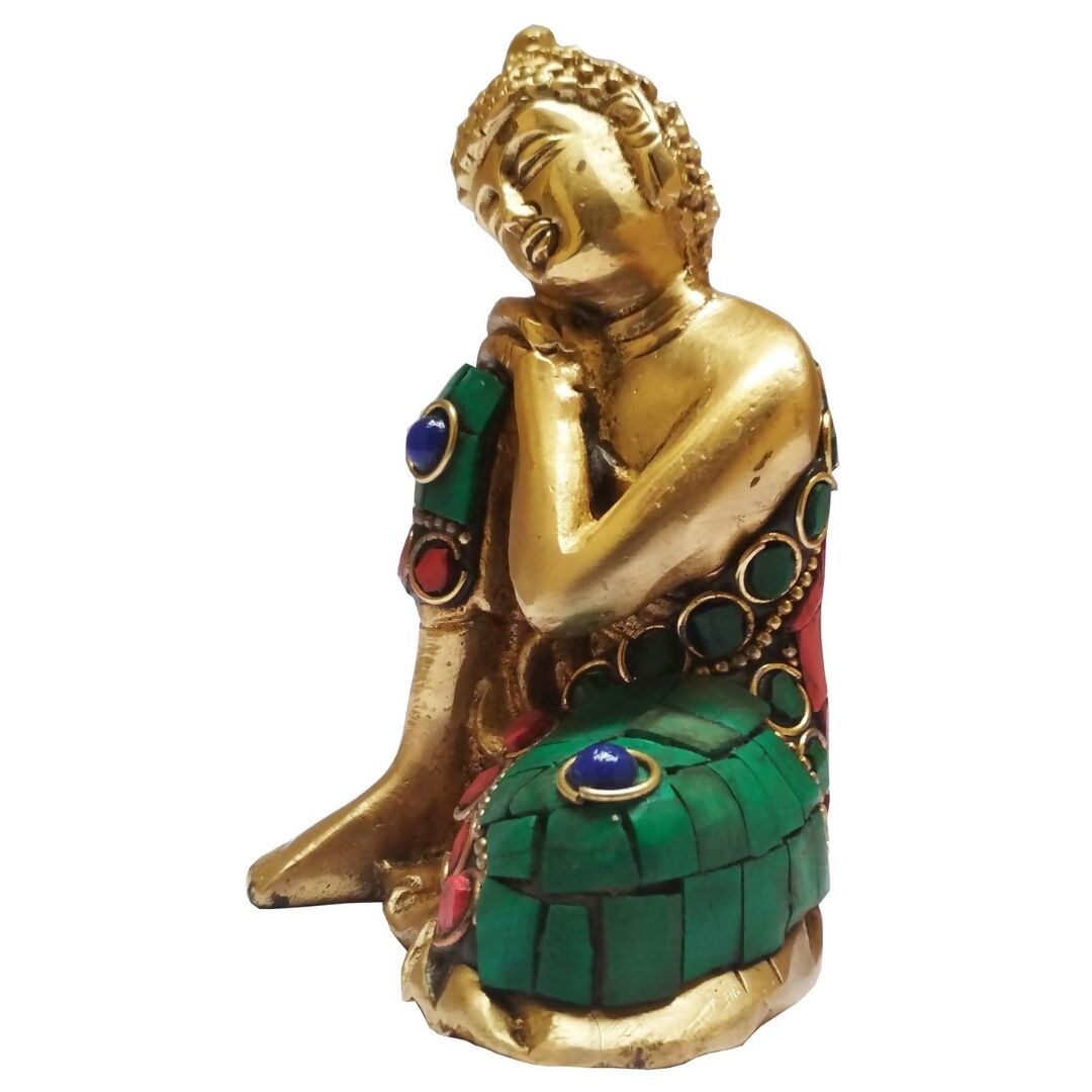 Purpledip Brass Resting Buddha Idol - Grab2buy