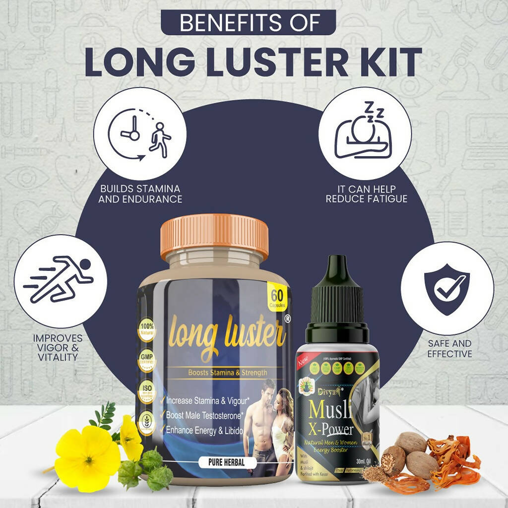 Divya Shree Long Luster Capsule & Musli X-Power Oil Combo - Grab2buy