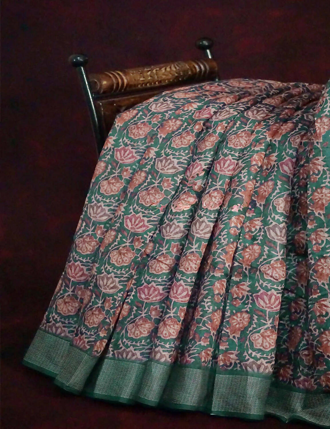 Light Green Lotus Print Semi Chanderi Grab2Buy By Gayathri Reddy Designer Studio 