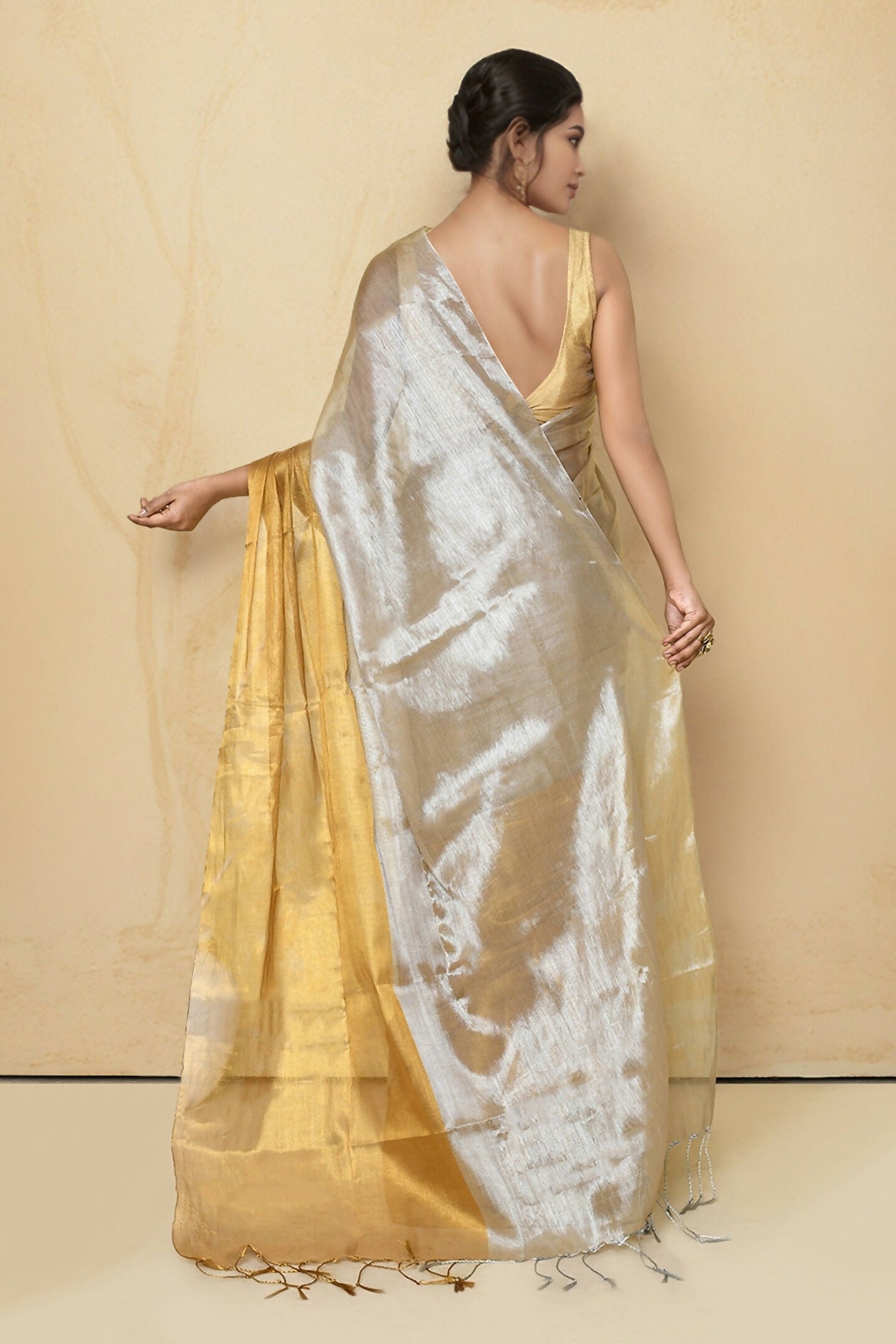 Joban Fashion Light Beige Tissue Saree