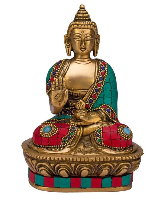 Artvarko Brass Buddha Vitarka Statue Multicolor - Grab2buy