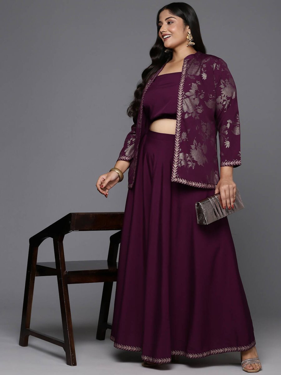 Ahalyaa Women's Traditional Wear Co-ords - Burgundy 