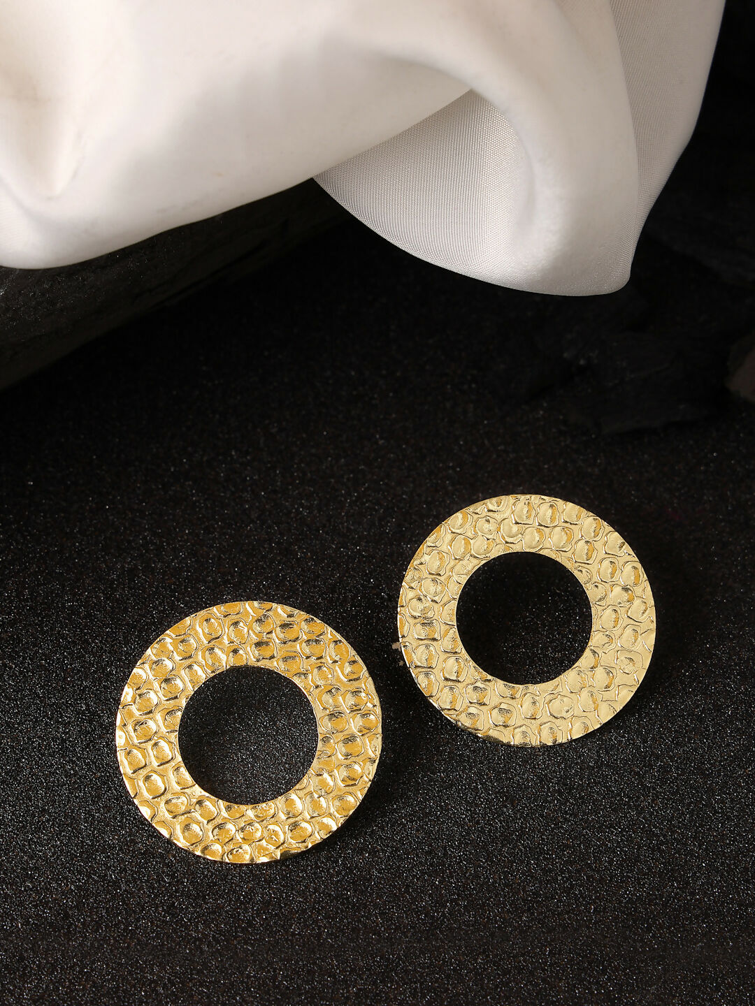 NVR Women Gold-Plated Cut Out Circle Drop Earrings - Grab2buy