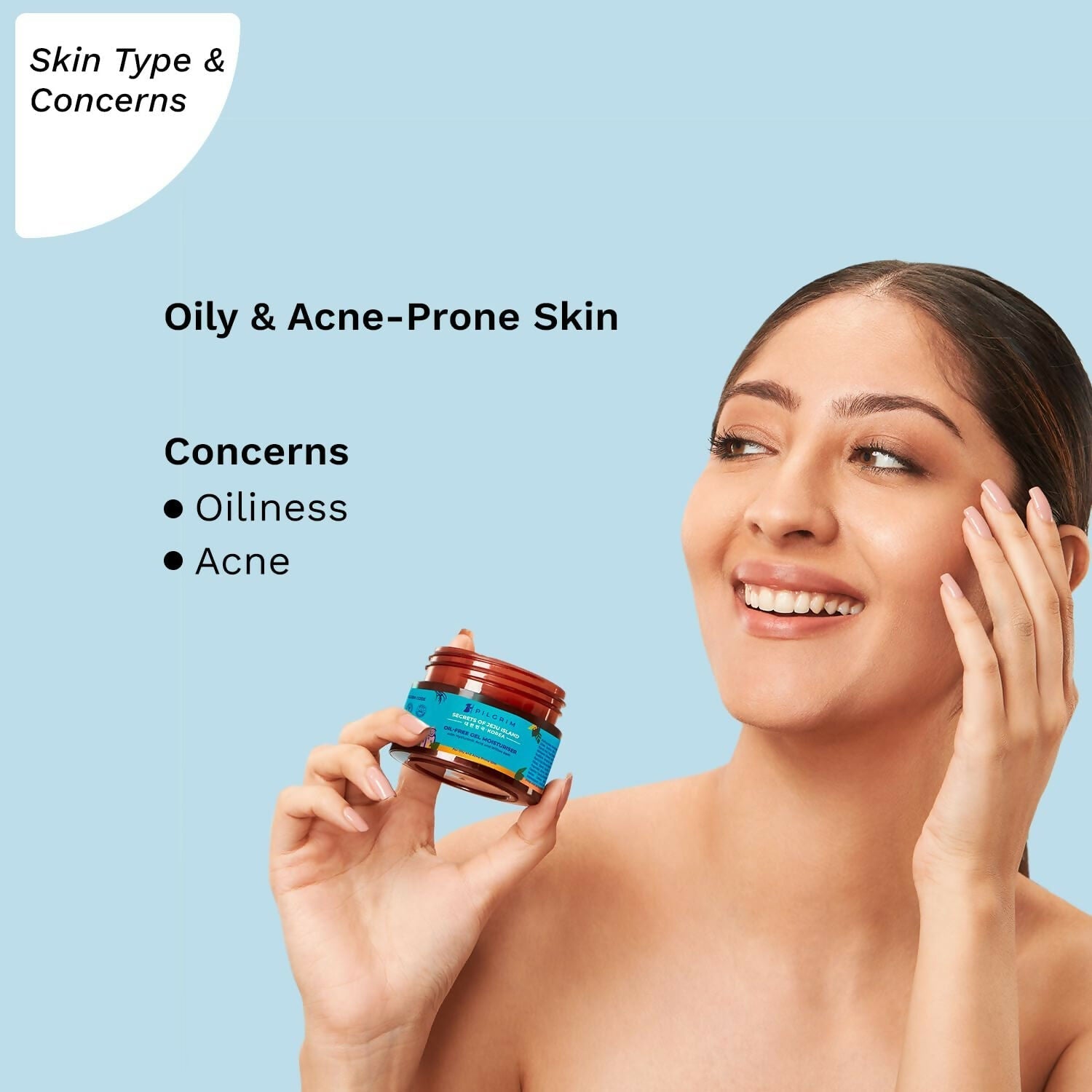 Pilgrim Korean Oil Free Gel Moisturizer with Hyaluronic Acid & Willow Bark Extracts, For Oily & Acne-Prone Skin - Korean Skin Care 