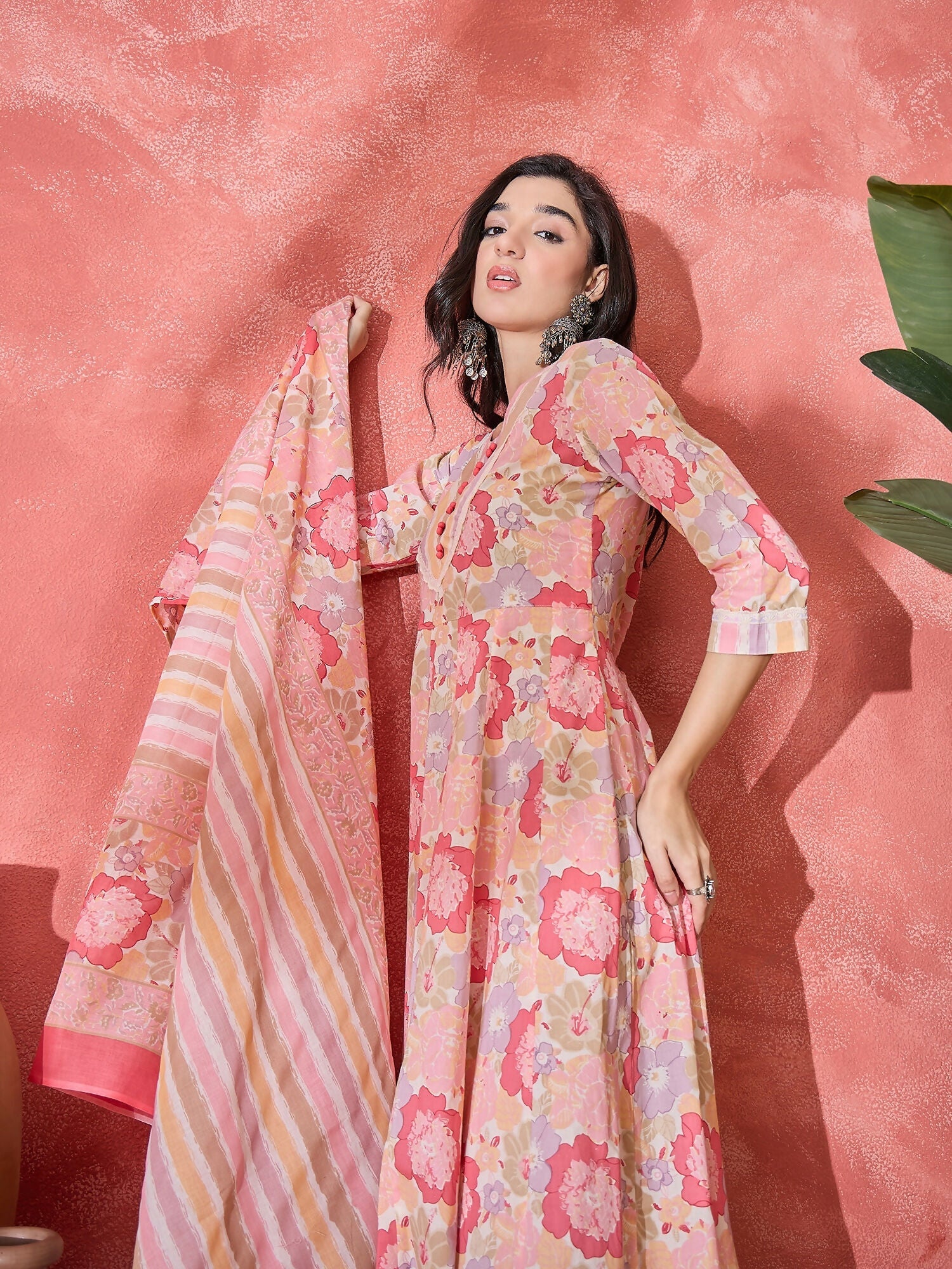 Joban Fashion Printed Pink Pure Cotton Kurta Set