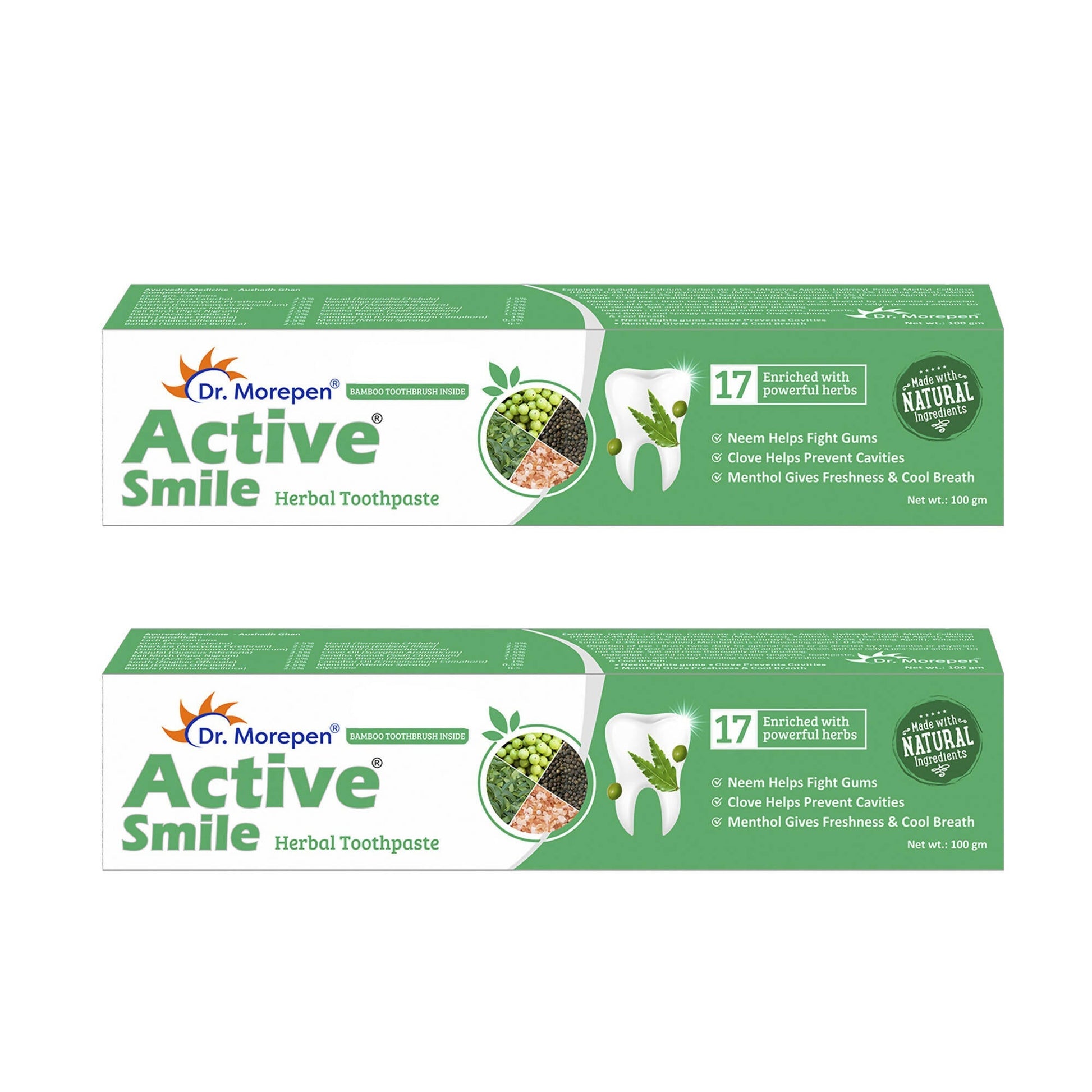 Dr. Morepen Active Smile Herbal Toothpaste with Neem, Clove & Menthol 