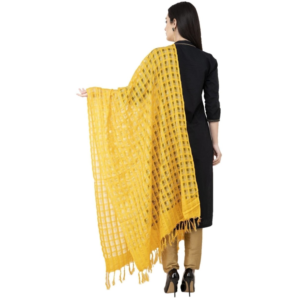 A R Silk Golden Box Regular Dupatta Yellow Color Dupatta or Chunni 