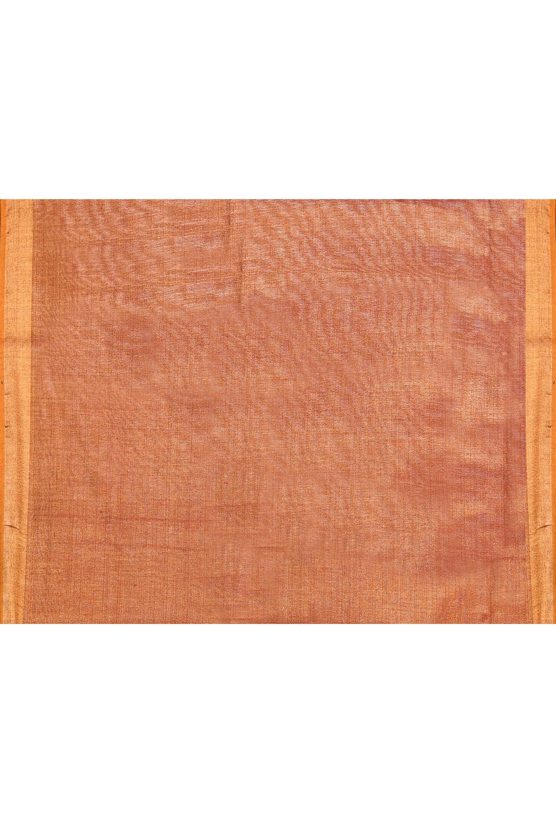 Piyari Fashion Women's Brown Embellished Tissue Jamdani Saree