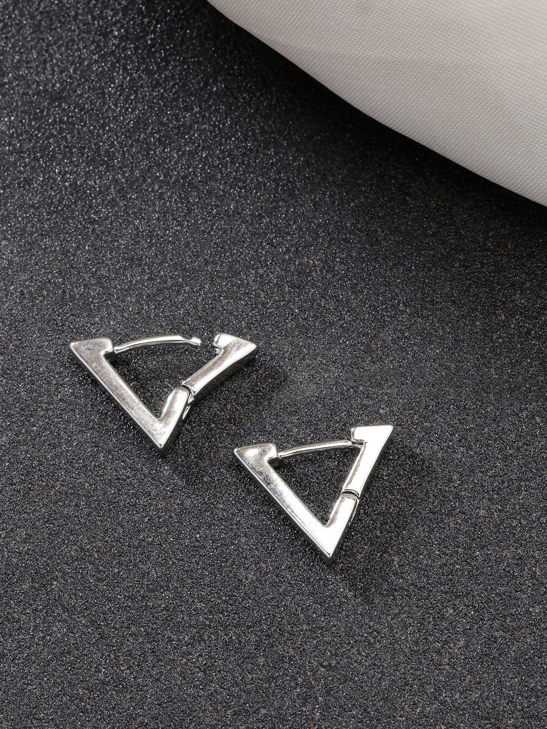 NVR Men's Silver-Plated Geometric Shape Stainless Steel Studs Earring - Grab2buy