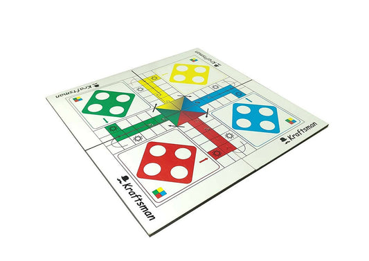 Kraftsman Wooden Portable Ludo Board Game for Kids and Adults (11×11 Inches) | Travel Pouch Included for Pawns and Dice - Grab2buy
