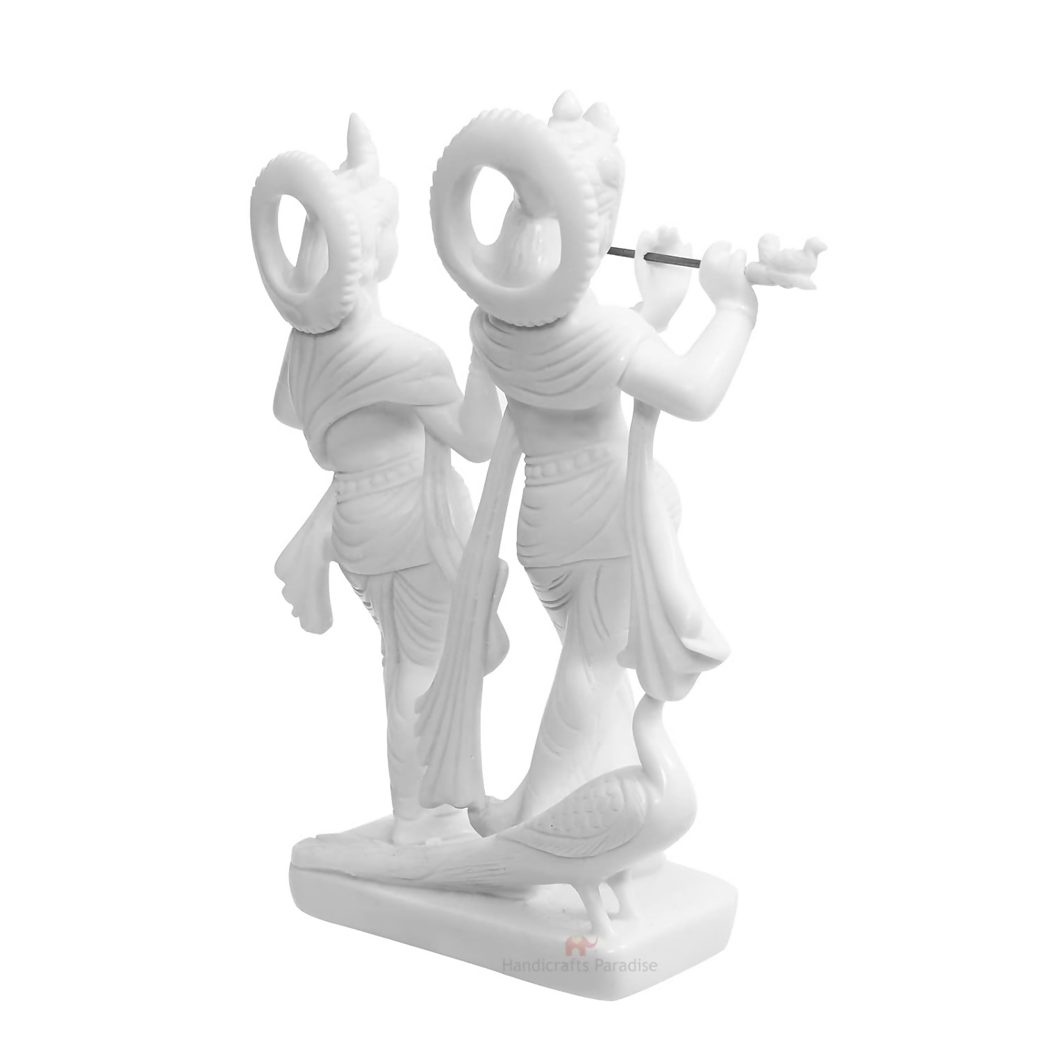 Handicrafts Paradise Marble Carved in Radha Krishan Figurine 