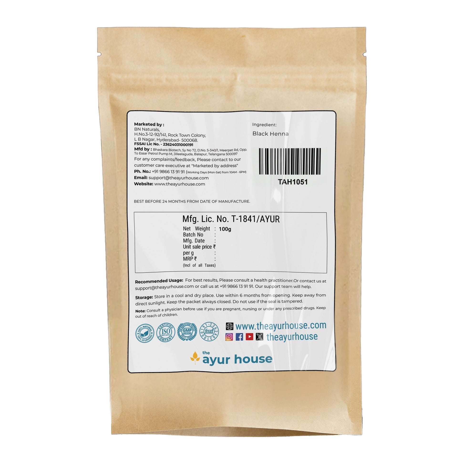 The Ayur House Black Henna Powder  Grab2Buy The Ayur House Grab2Buy