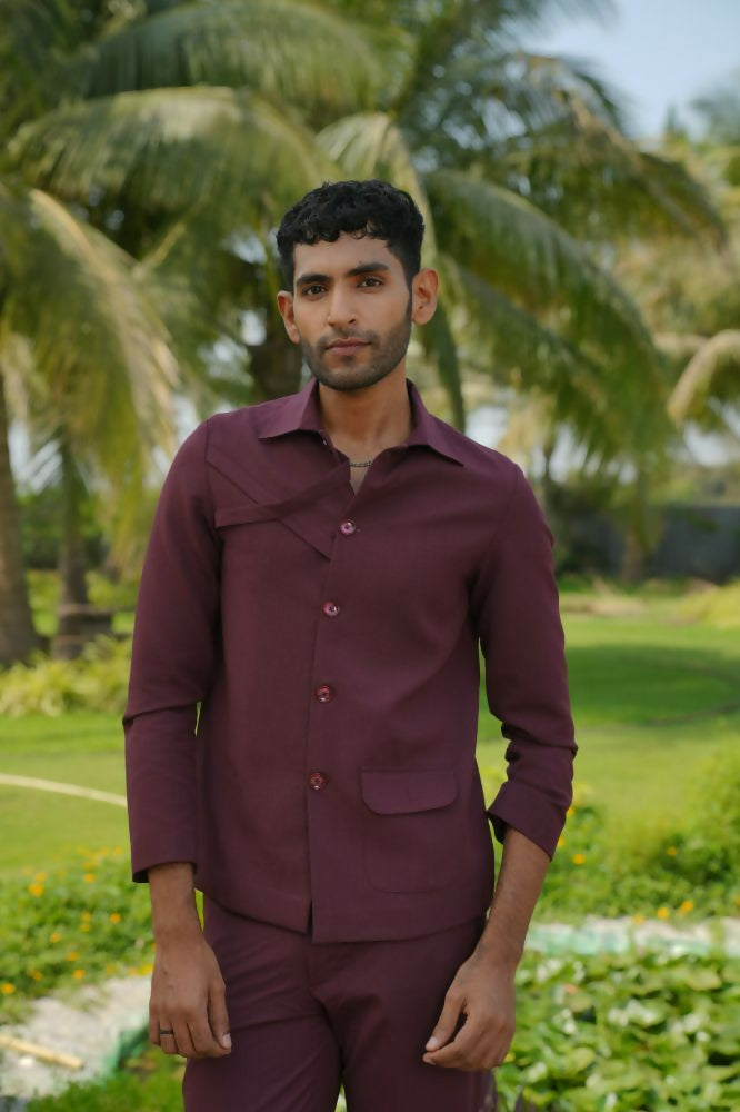 Mono Merge Burgundy Shacket by Hilo Design