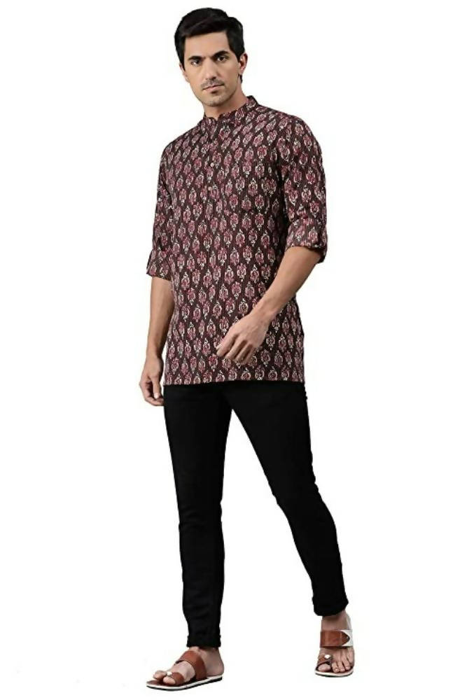 Janasya Men's Brown Cotton Kurta