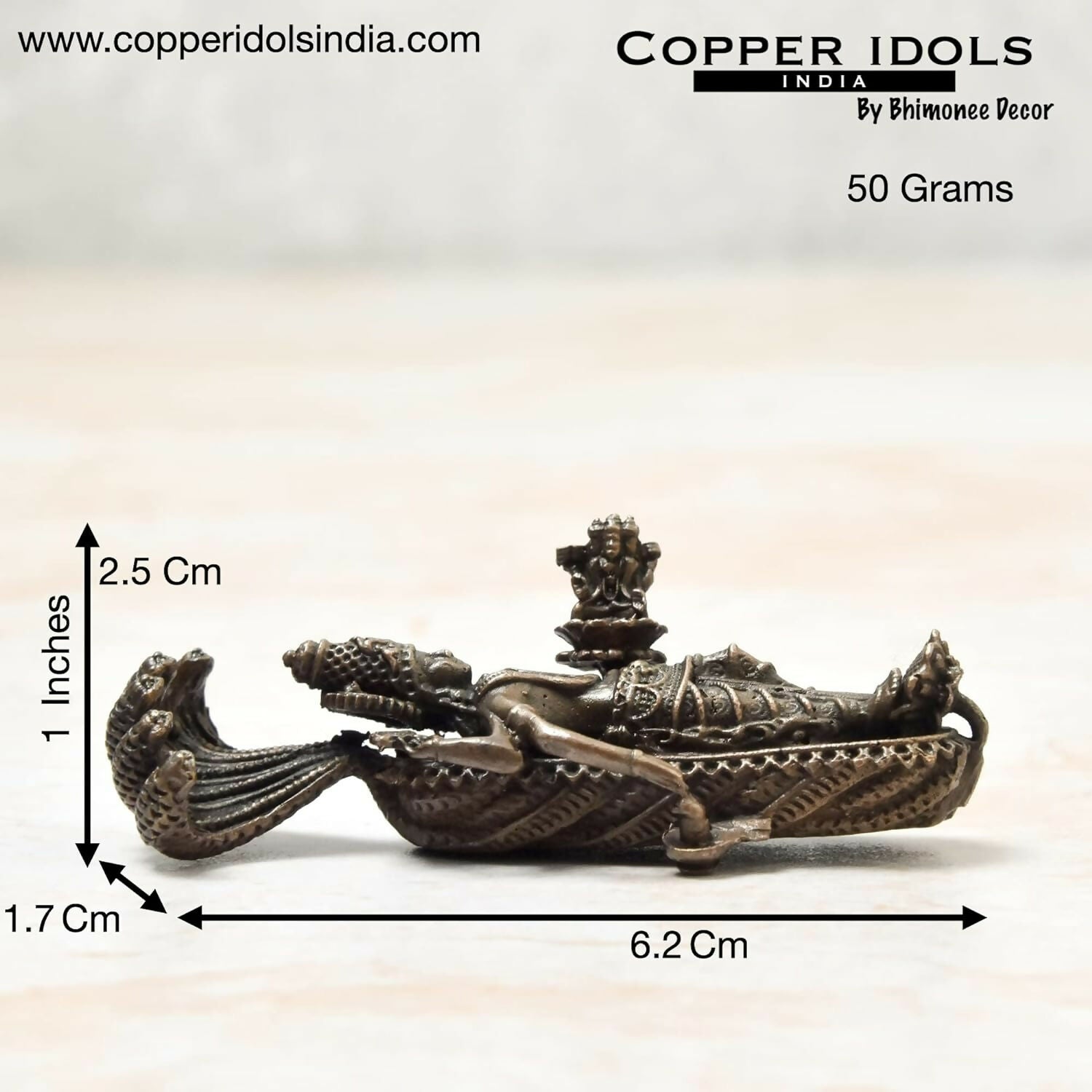 Copper Idols India - By Bhimonee Decor Handmade Ranganatha Swamy Idol - Grab2buy