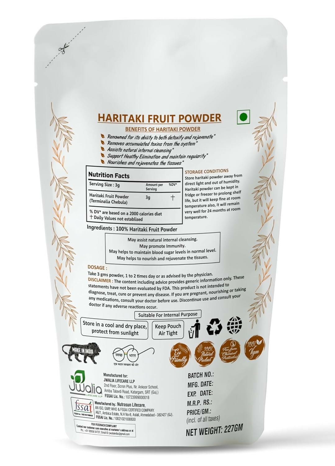 Myherb Natural Organic Haritaki Powder 